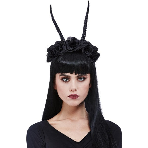 Smiffys demon horn flower headband (British brand)