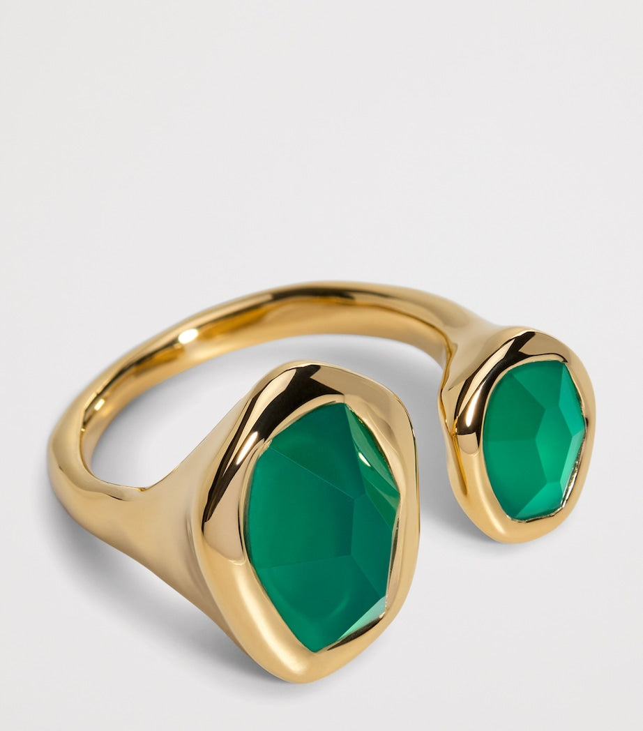 Monica Vinader gold vermeil open ring with onyx - British product