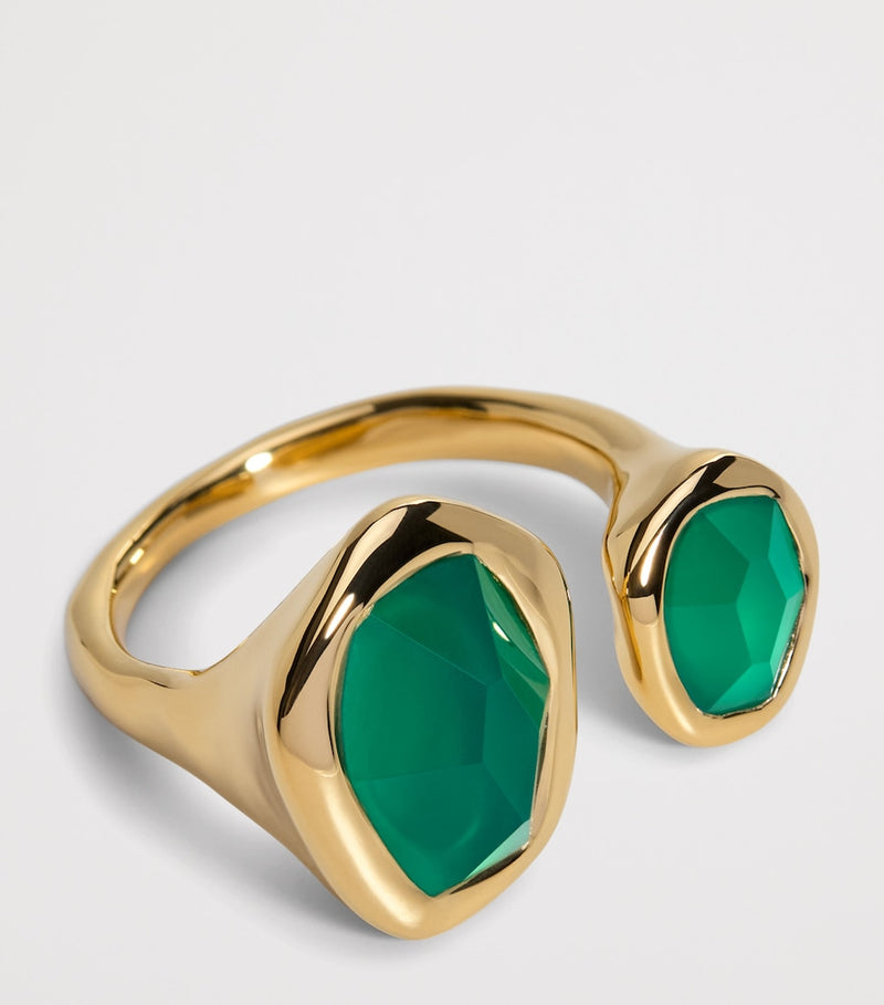 Monica Vinader gold vermeil open ring with onyx - British product