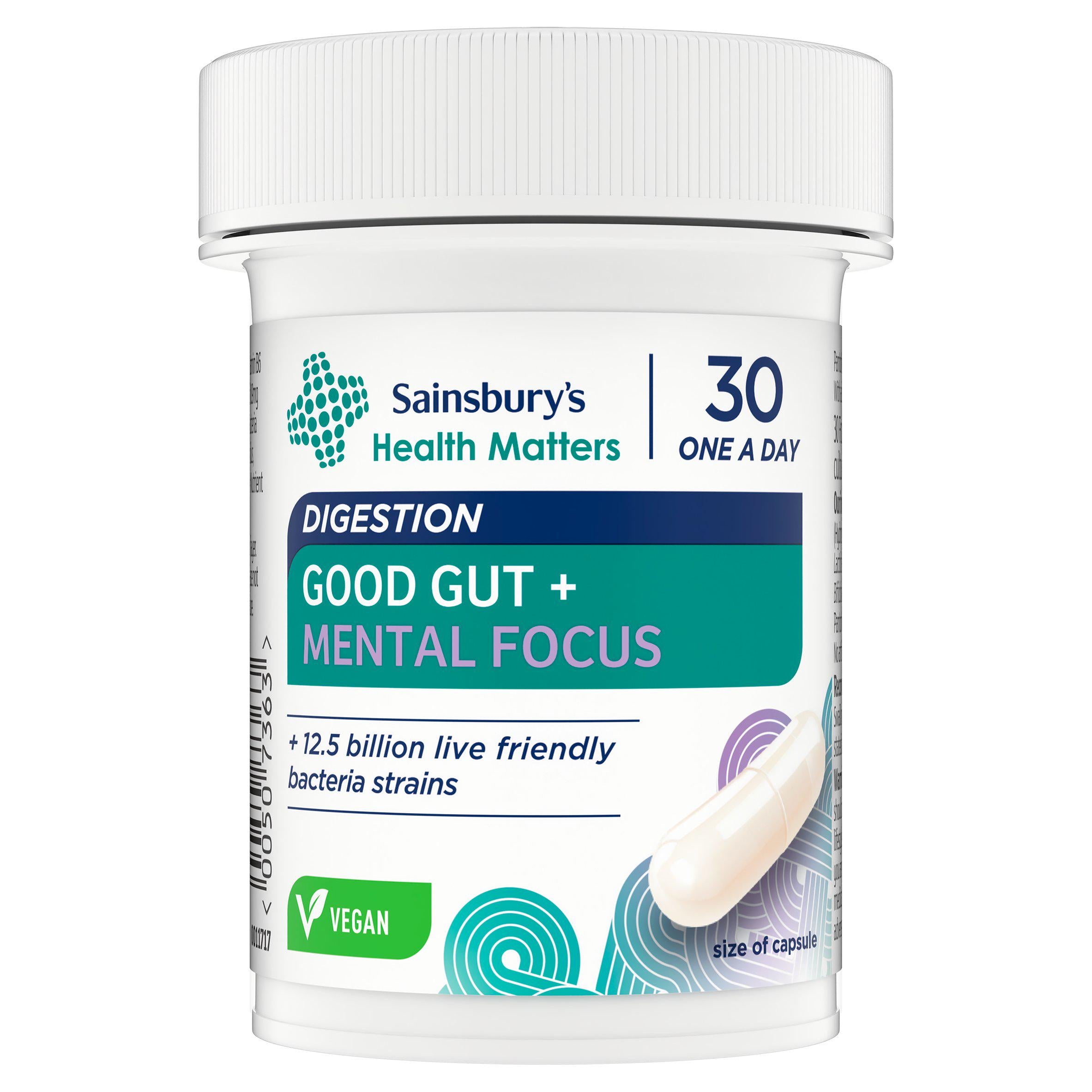 Sainsbury's Health Matters Digestion Good Gut + Mental Focus 30 One a Day GOODS Sainsburys   