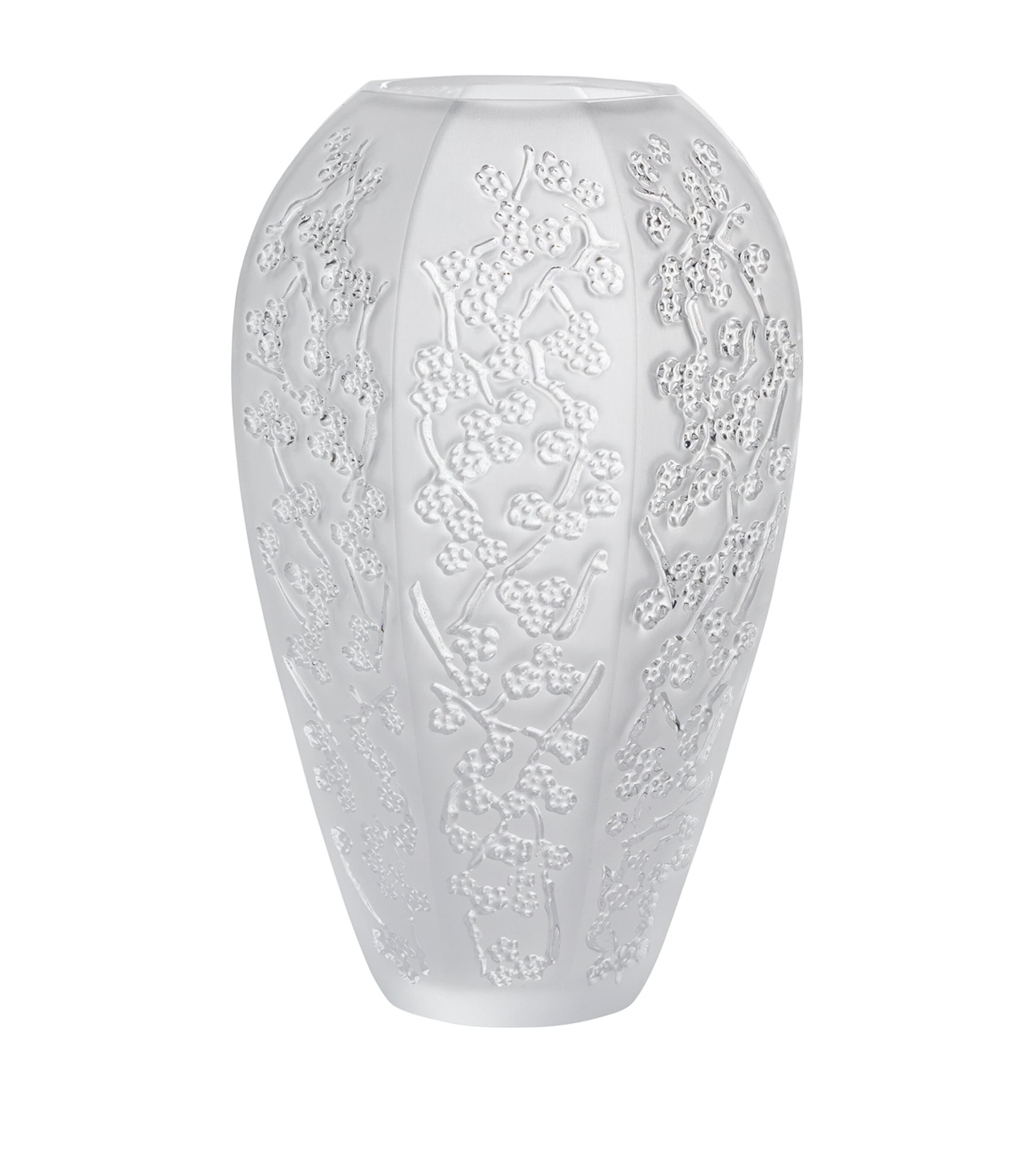 Lalique Sakura crystal vase 17.5cm, UK version