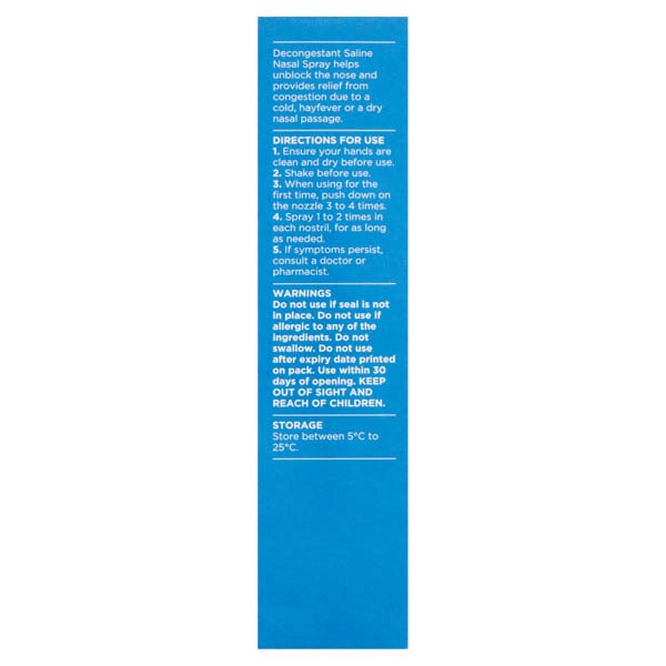 Superdrug Decongestent Saline Nasal Spray 100ml