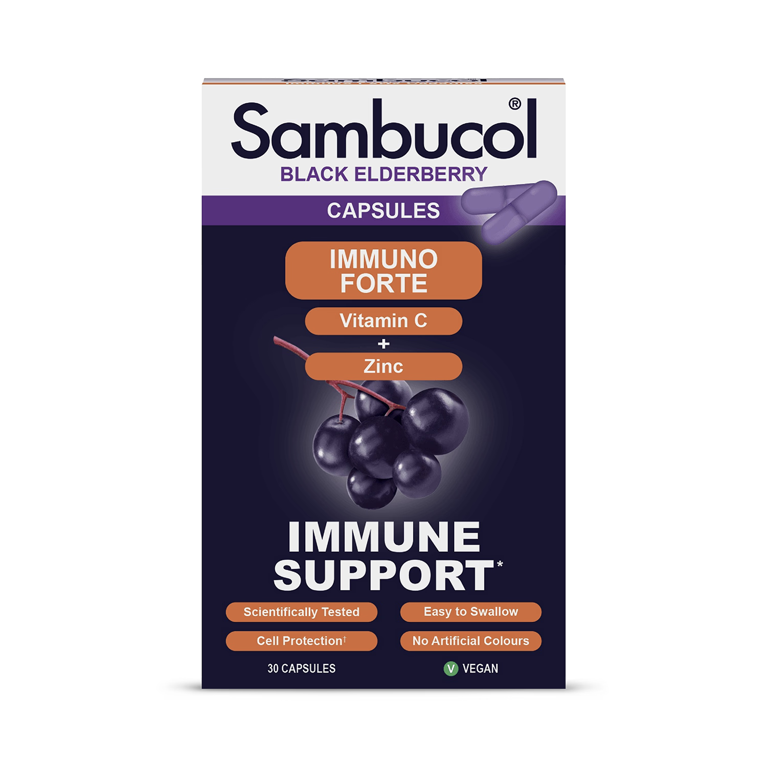 Sambucol Immuno Forte Black Elderberry Capsules 30 (British brand)