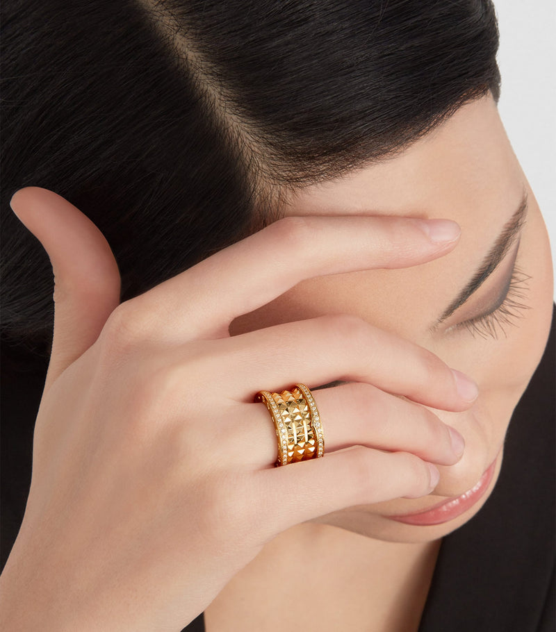 Bvlgari B.zero1 four-band ring in yellow gold with diamonds (British brand)