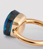 Pomellato Nudo Maxi ring blue London topaz rose white gold, imported from the UK