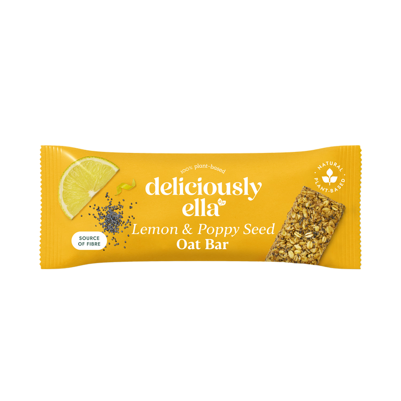 Deliciously Ella lemon poppy seed flapjack bars 3x 50g - British product
