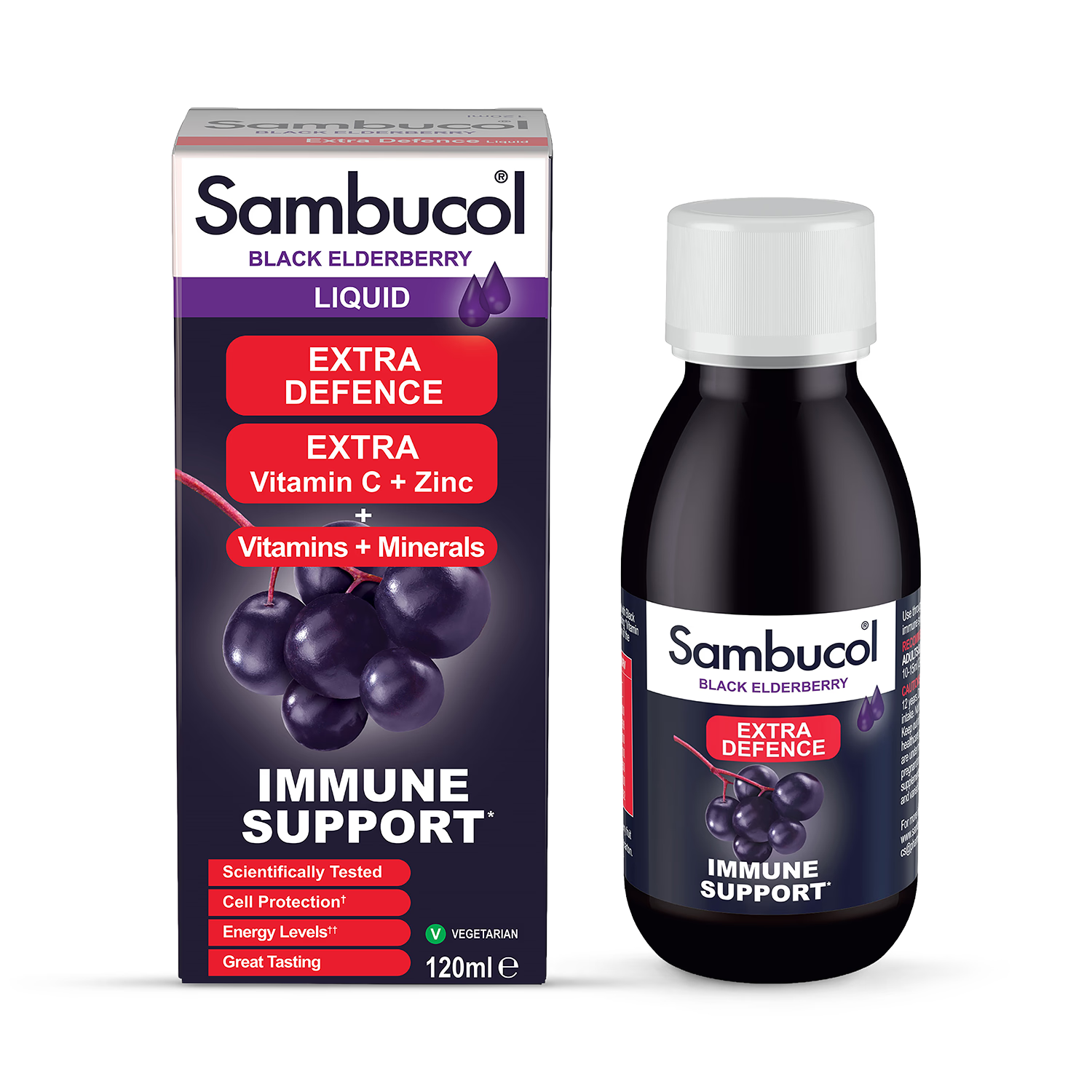 Sambucol Extra Defence Black Elderberry Liquid 120ml (British brand)