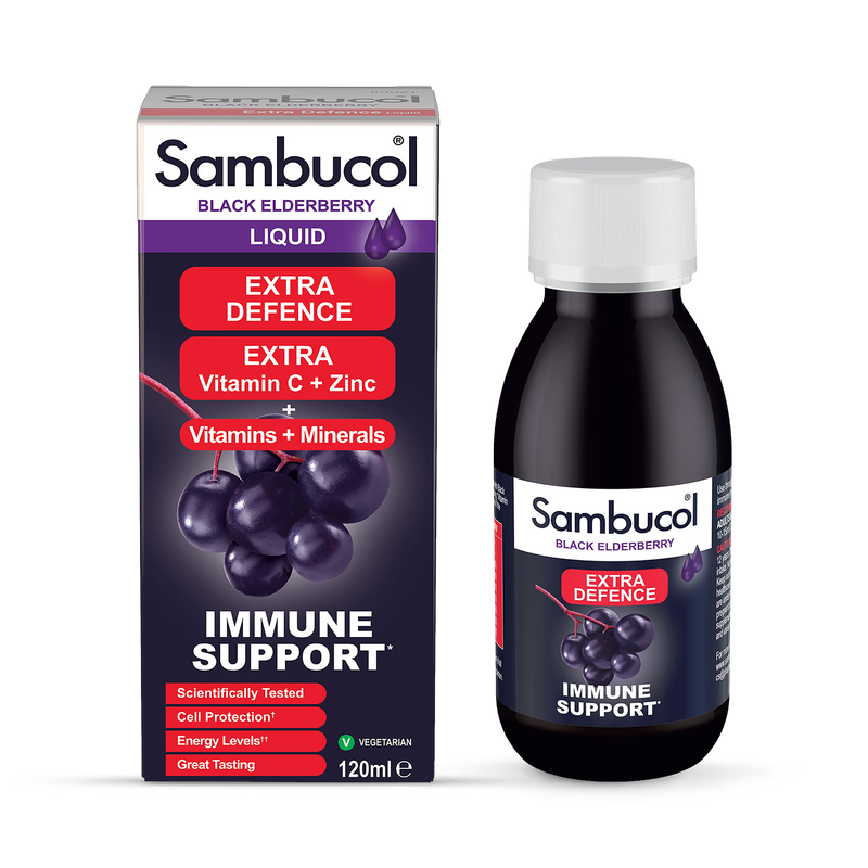 Sambucol Extra Defence Black Elderberry Liquid 120ml (British brand)