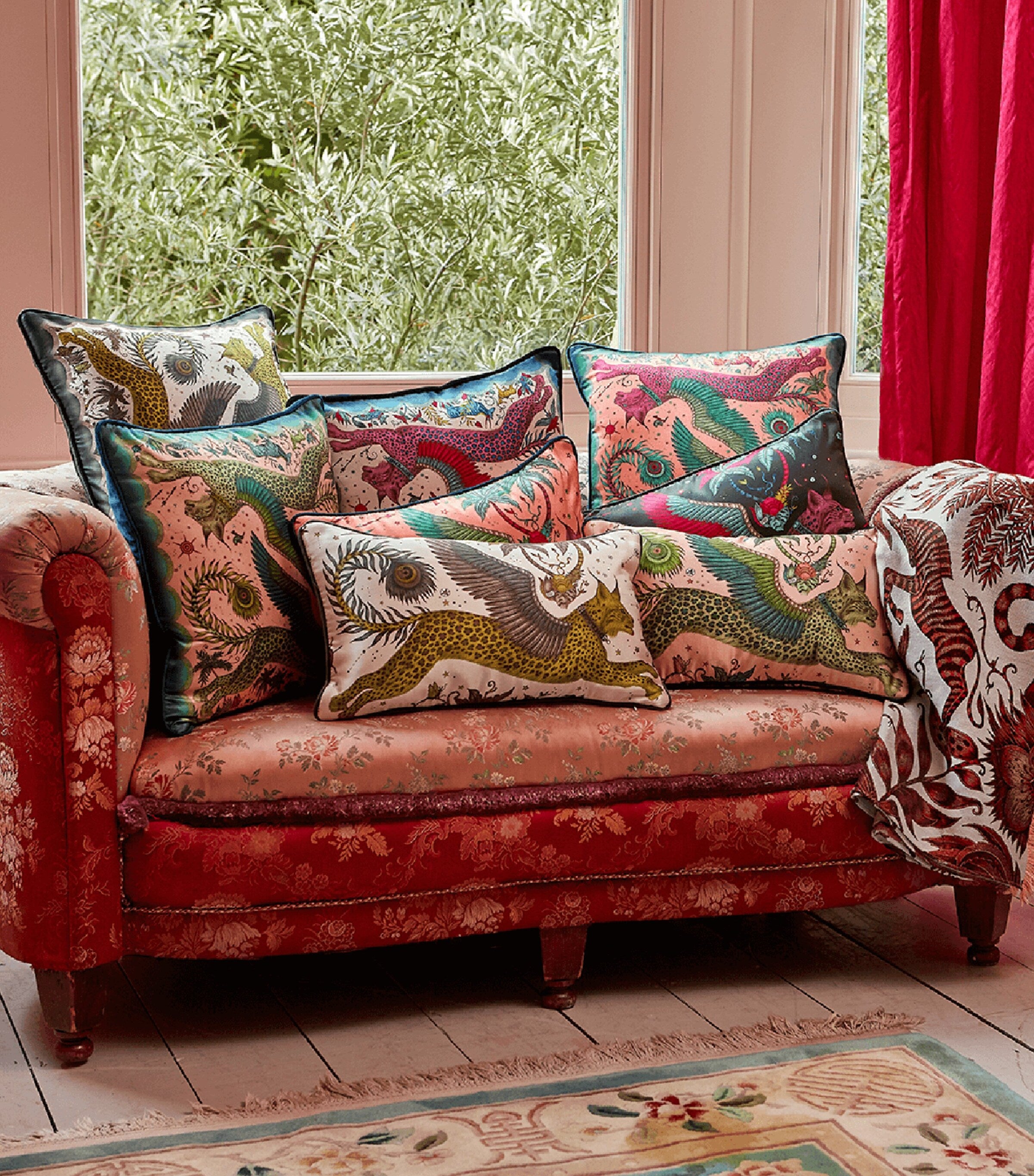 Emma J Shipley Velvet Lynx cushion 46cm x 46cm - British product