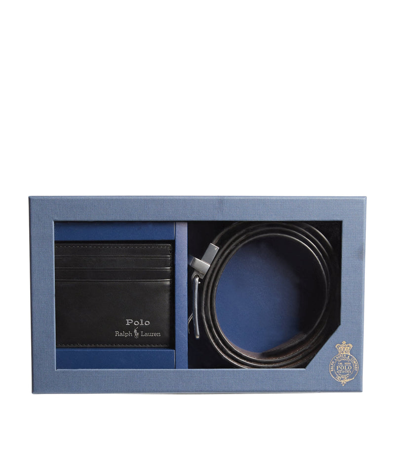 Polo Ralph Lauren leather belt and card holder gift set (British brand)