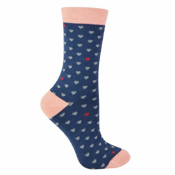 Miss Sparrow Ladies Novelty Patterned Bamboo Socks - 4-7 UK GOODS Superdrug Hearts (Navy)  