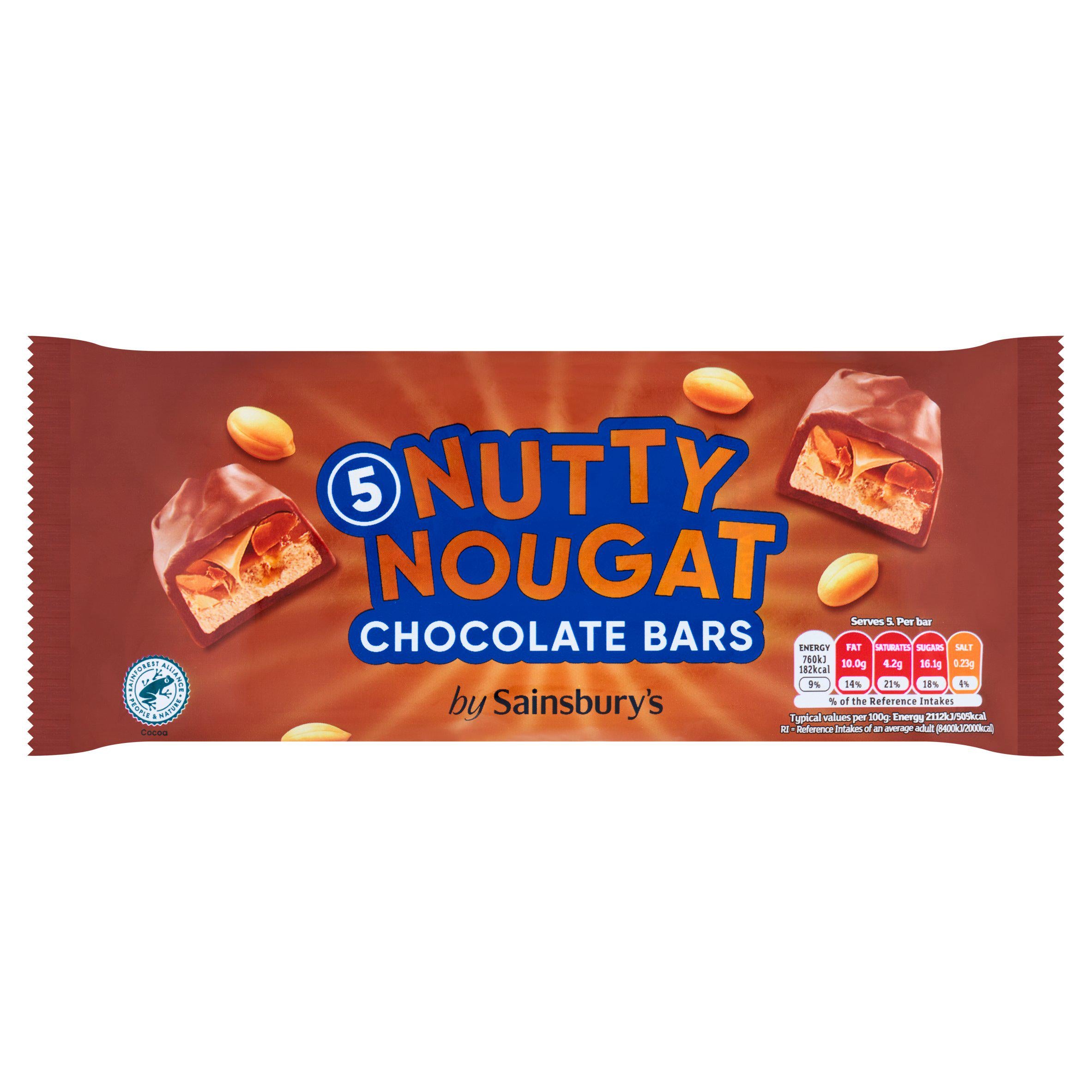 Sainsbury's Nutty Nougat Chocolate Bars 5x36g Multipack chocolate Sainsburys   