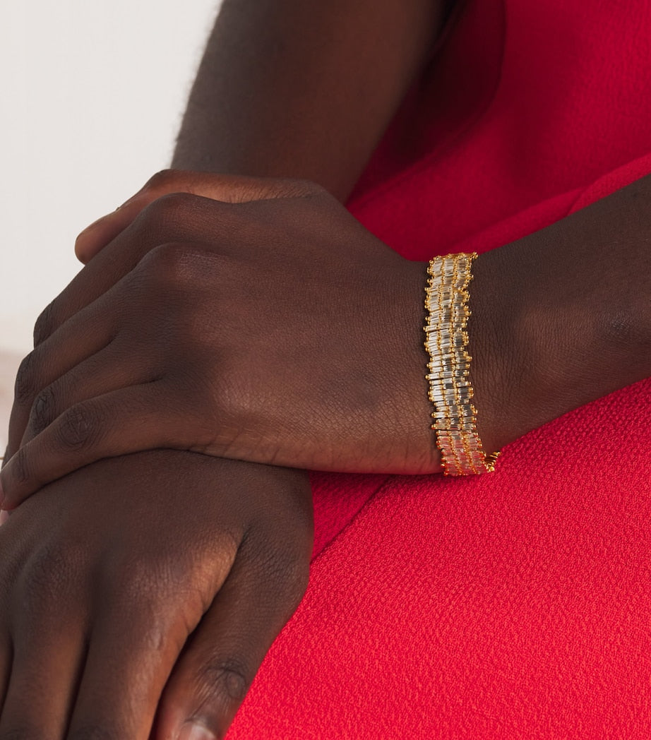 Suzanne Kalan three-row diamond cuff 18kt yellow gold - British product