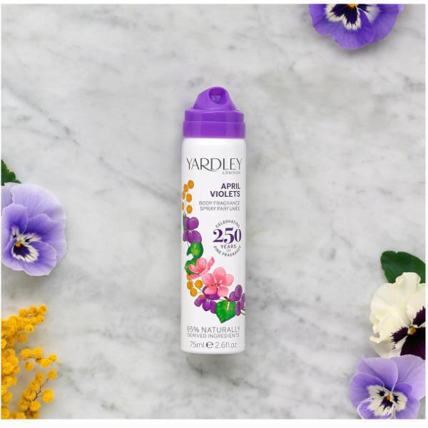 Yardley April Violets body spray 3x75ml - British product