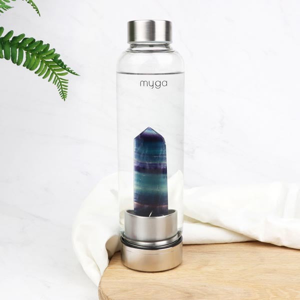 Myga crystal glass water bottle with neoprene sleeve - British product