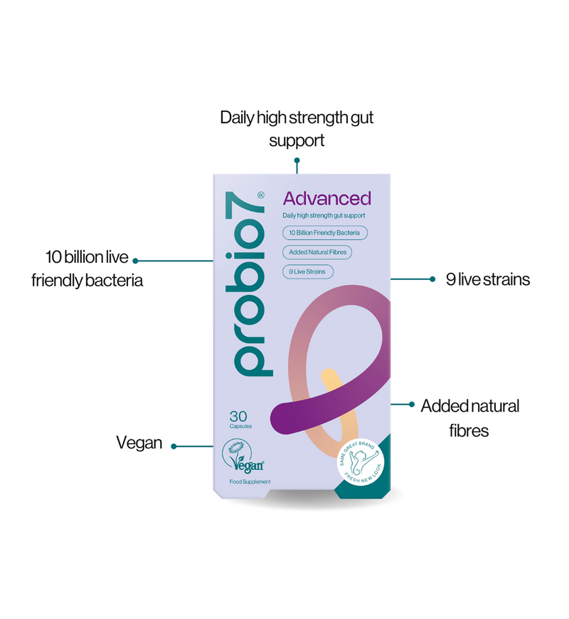 Probio7 Advanced Formula probiotic supplement 30 capsules, imported from the UK