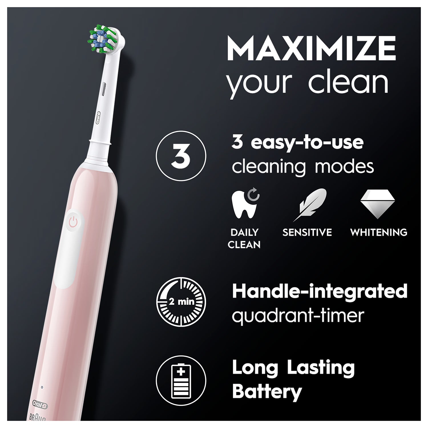 Oral-B pink electric toothbrush, imported from the UK