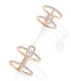 Messika Move Uno Doppelring aus Roségold mit beweglichem Diamanten - Britisches Produkt