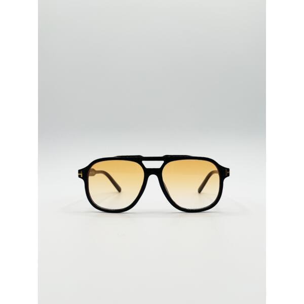 SVNX oversized navigator sunglasses with orange lenses, imported from the UK