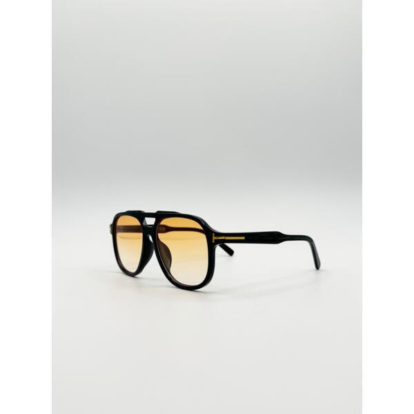 SVNX oversized navigator sunglasses with orange lenses, imported from the UK
