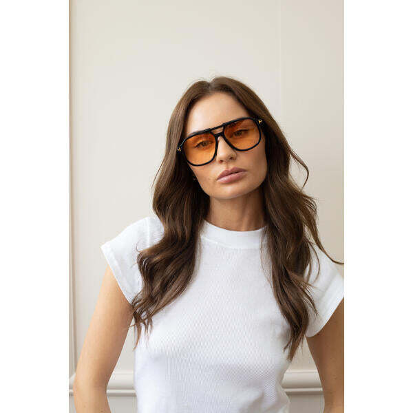 SVNX oversized navigator sunglasses with orange lenses, imported from the UK