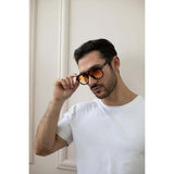 SVNX oversized navigator sunglasses with orange lenses, imported from the UK