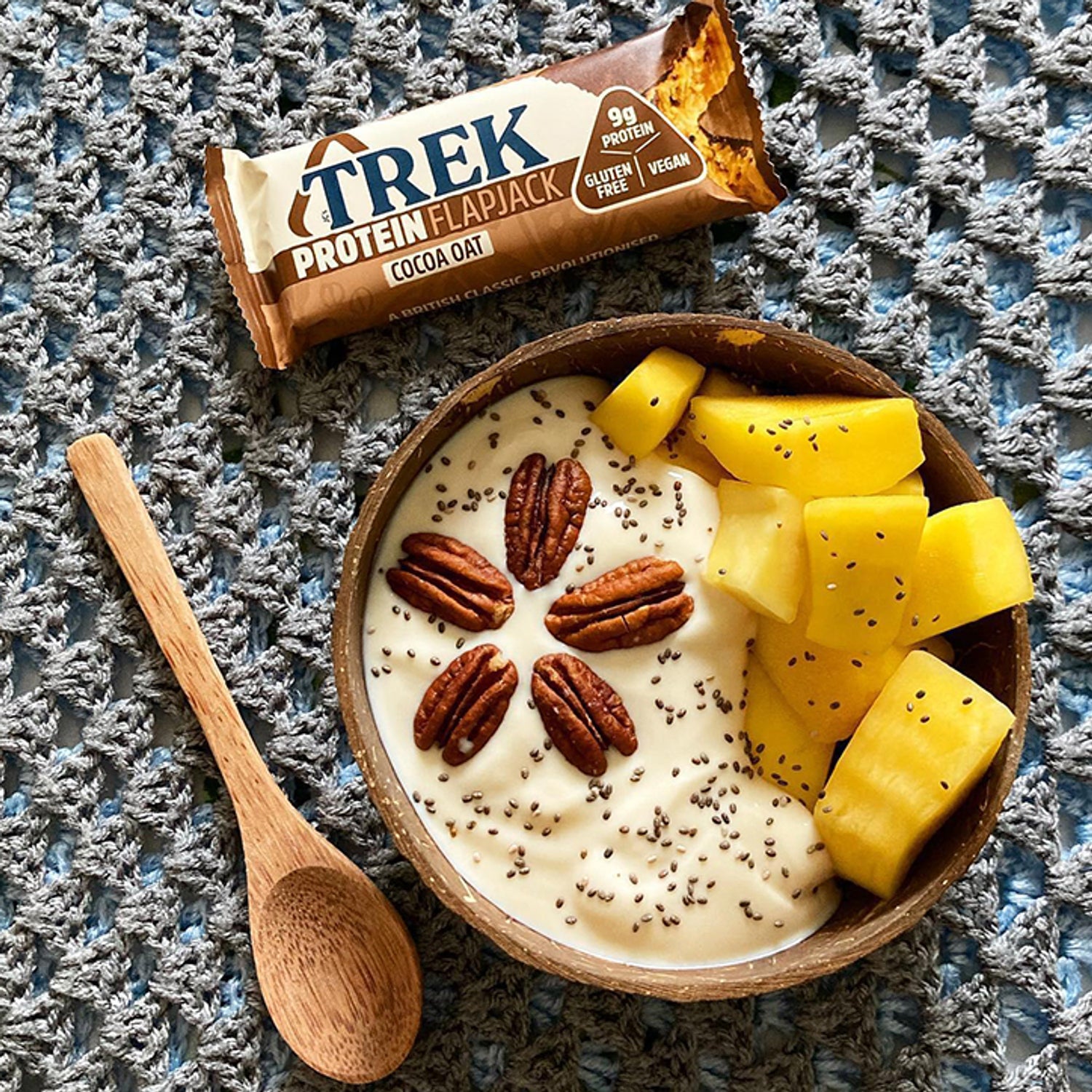Trek cocoa oat protein flapjack 50g (British brand)