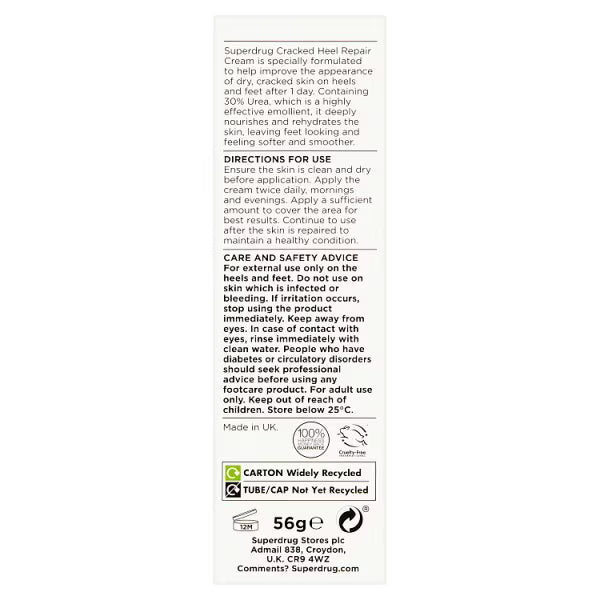 Superdrug cracked heel cream 56g (British brand)