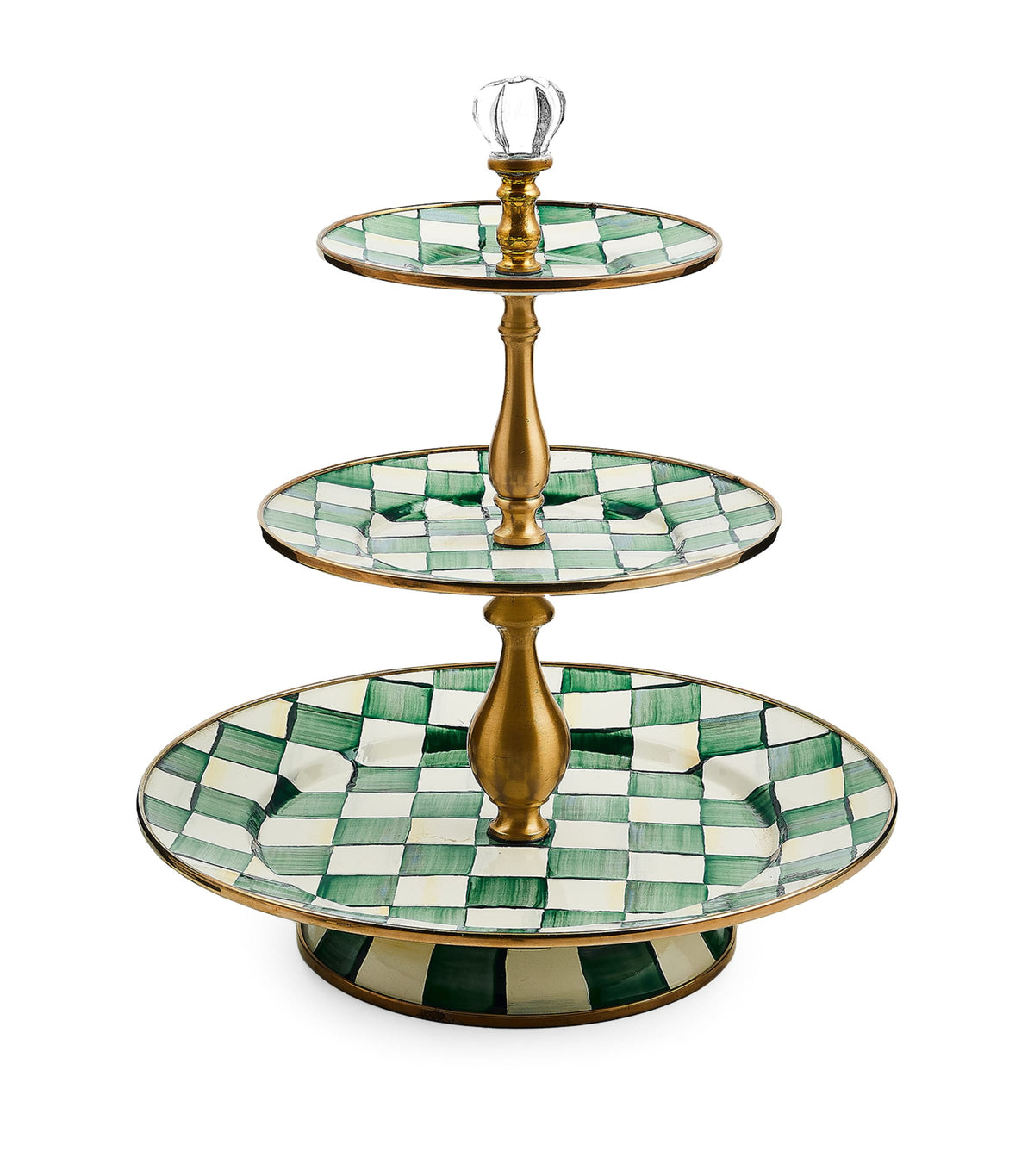 MacKenzie-Childs Emerald Check sweet stand, imported from the UK