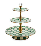 MacKenzie-Childs Emerald Check sweet stand, imported from the UK
