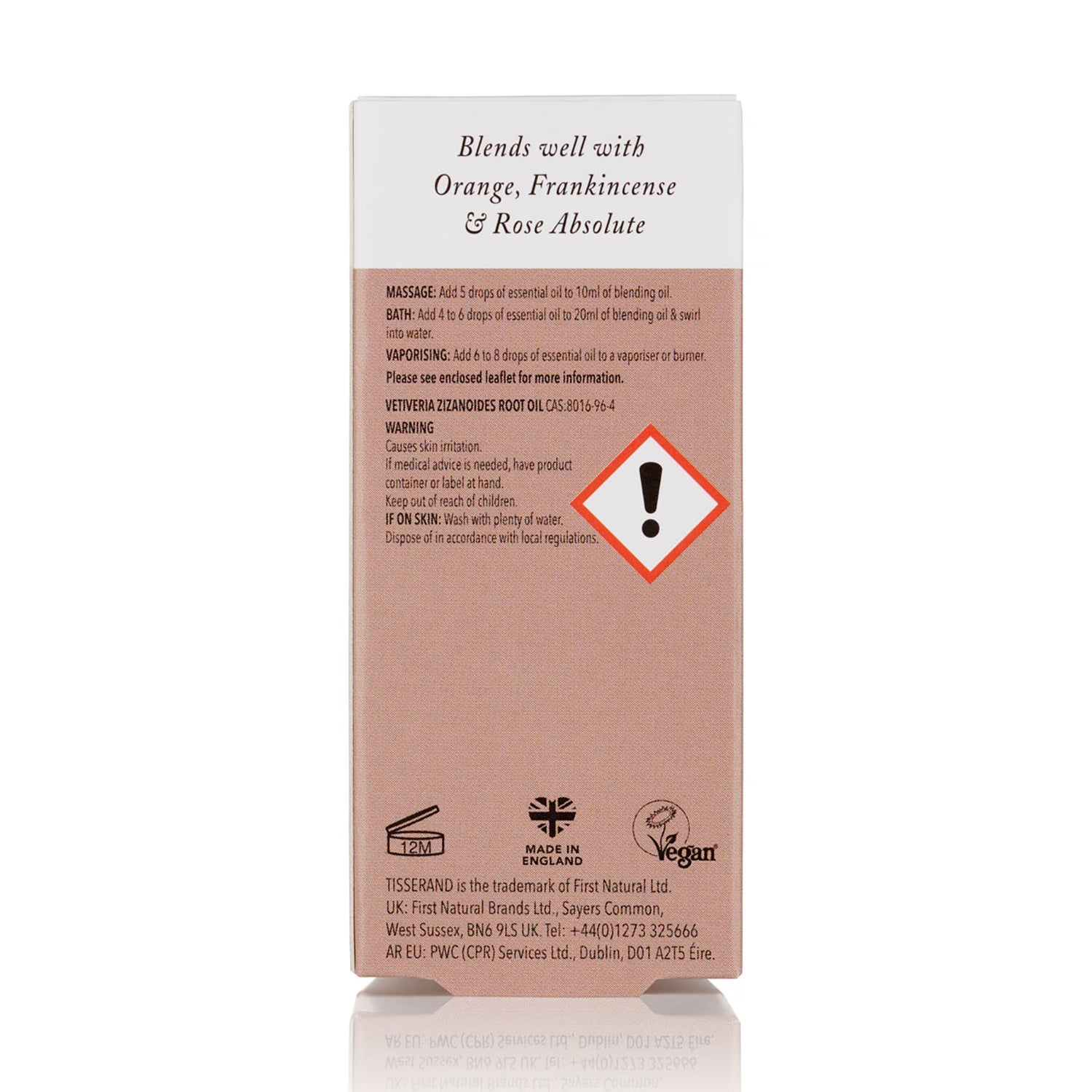 Tisserand Vetiver Essential Oil Pure 9ml, imported from the UK