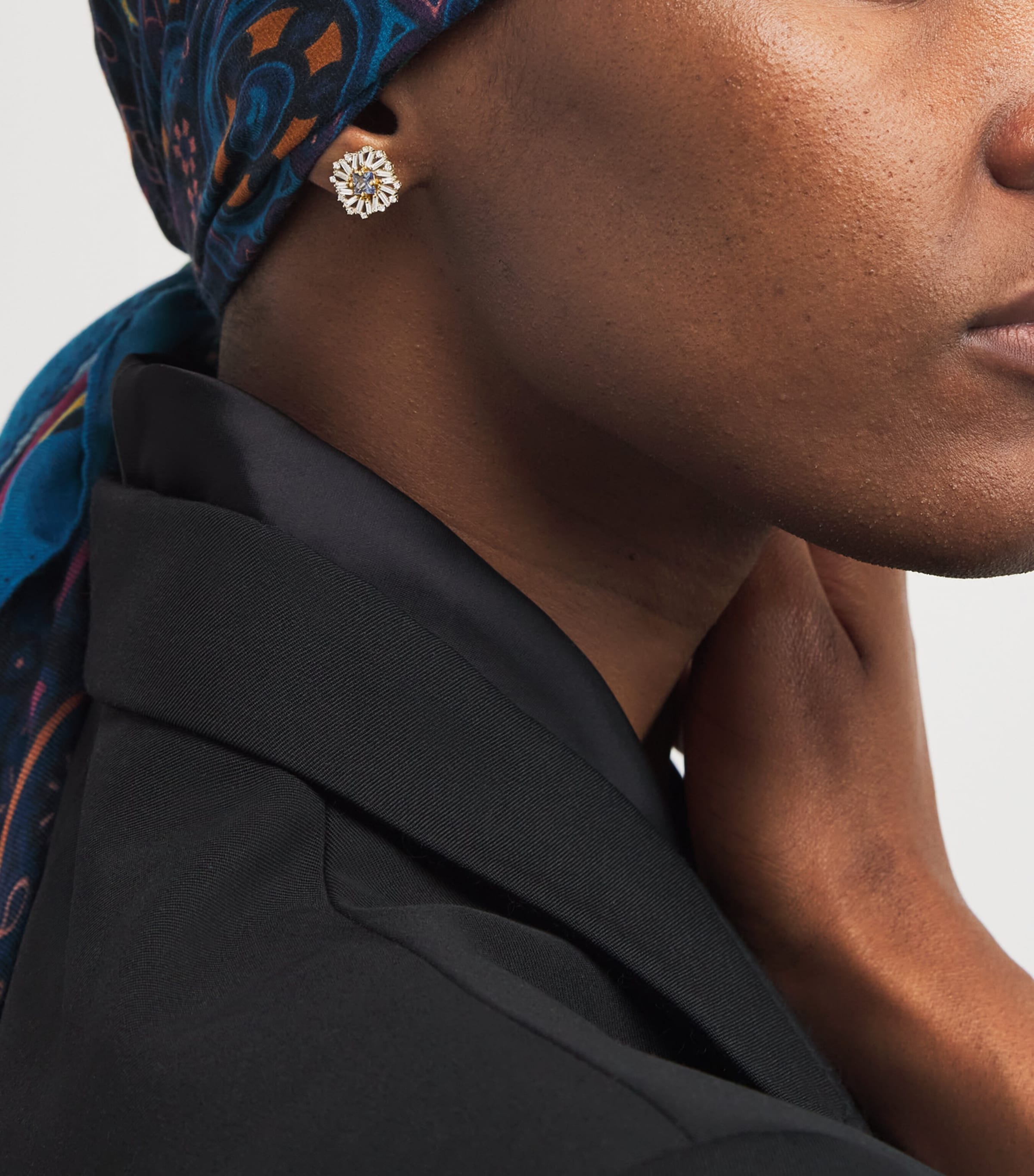 Suzanne Kalan diamond and sapphire flower earrings (British brand)