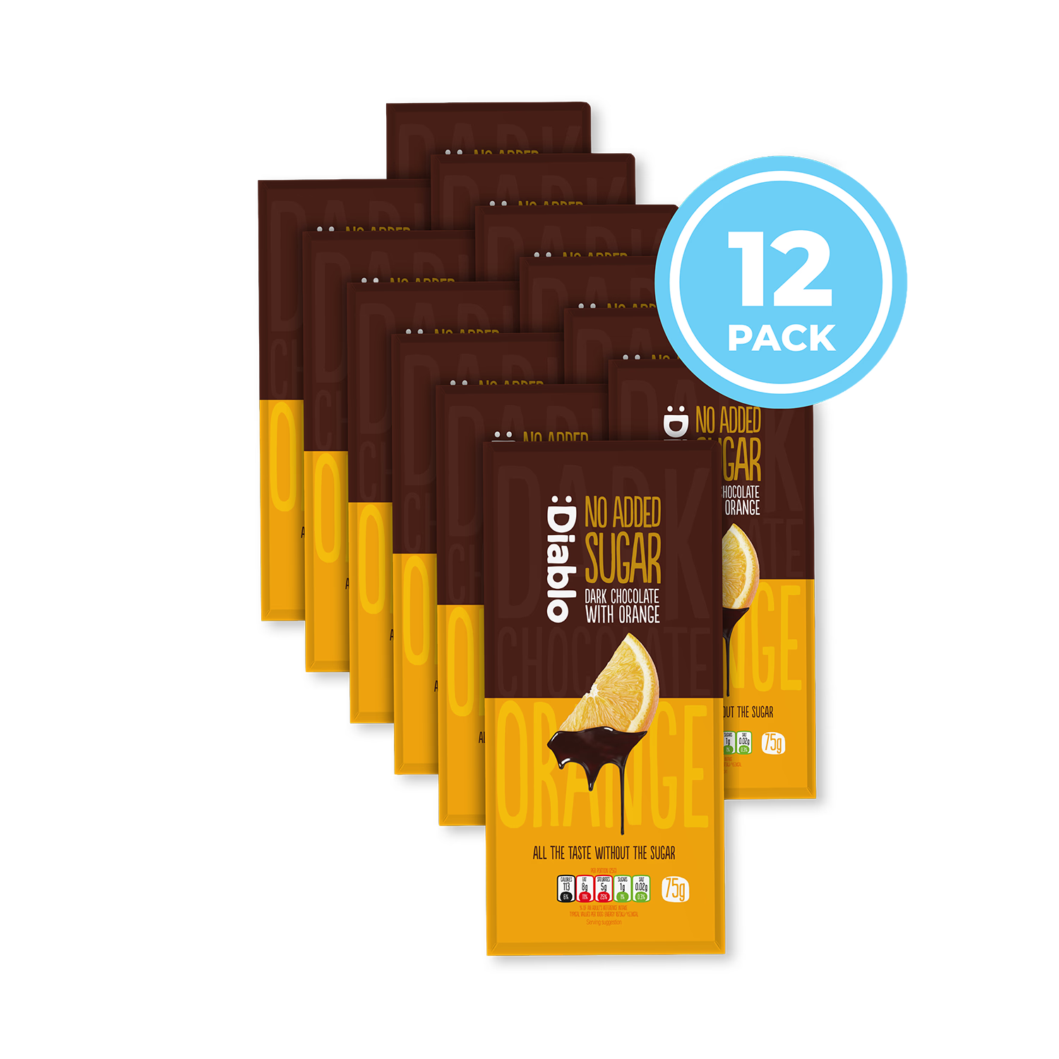 Diablo no added sugar dark chocolate orange bar 75g, UK version