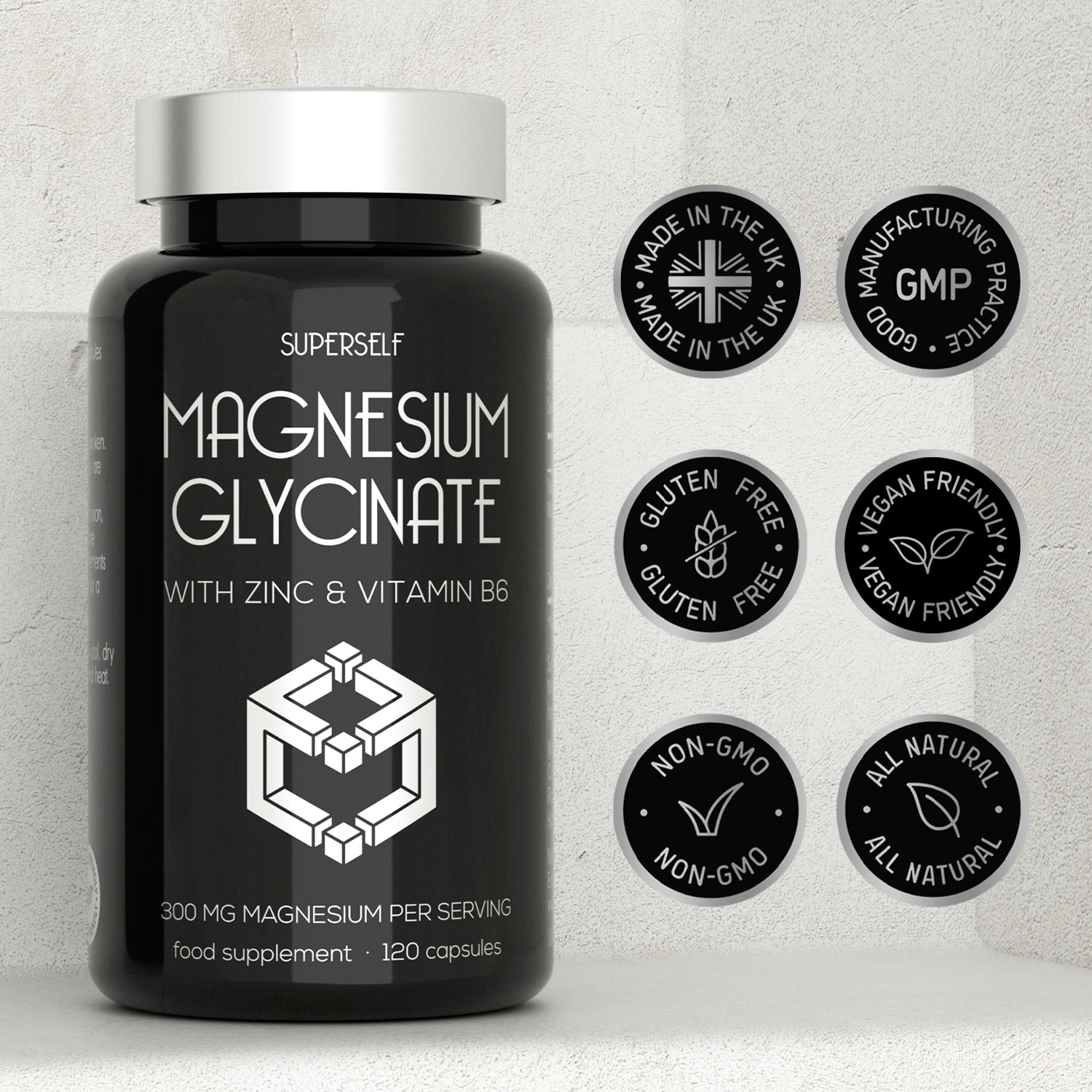 SuperSelf Magnesium Glycinate supplement 120 capsules - British product