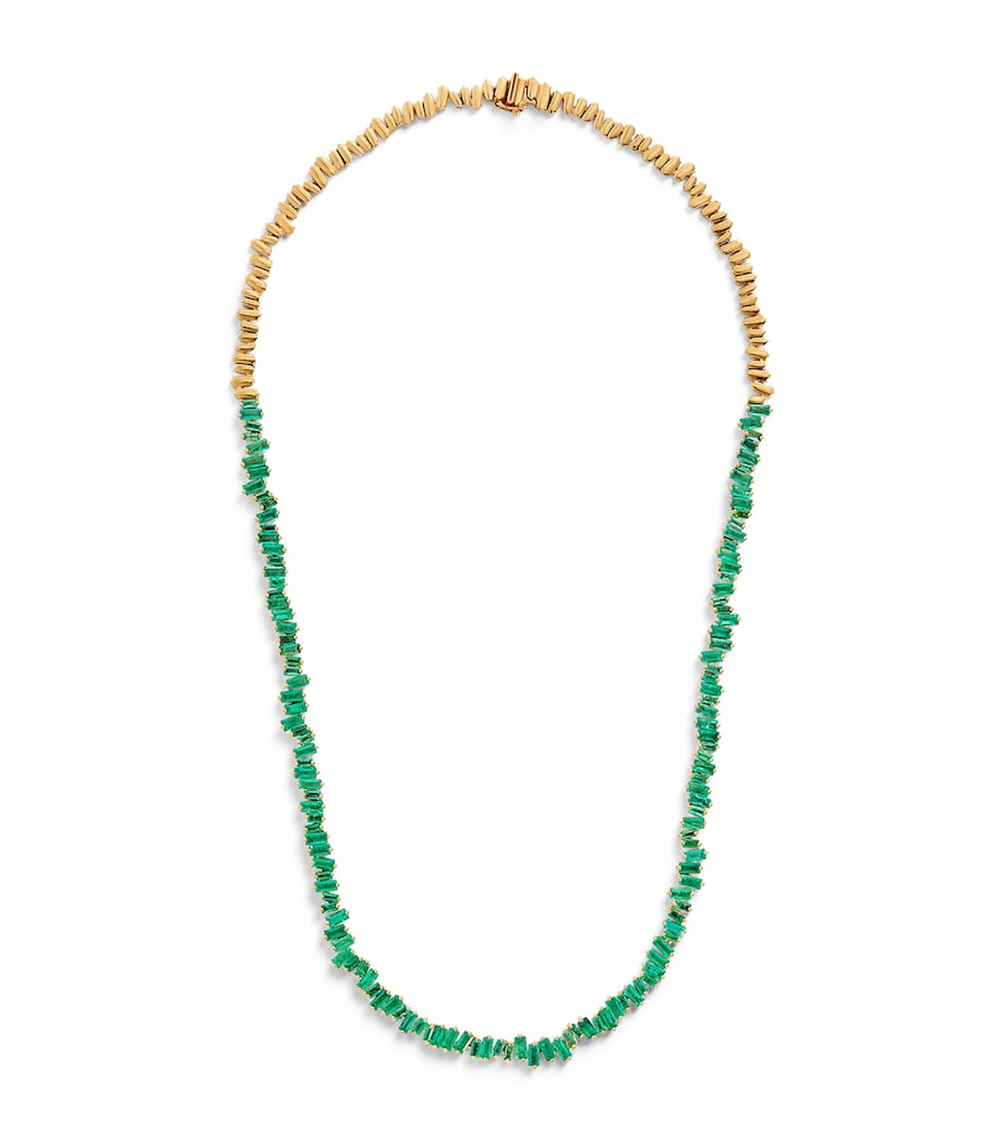 Suzanne Kalan yellow gold emerald tennis necklace, UK version