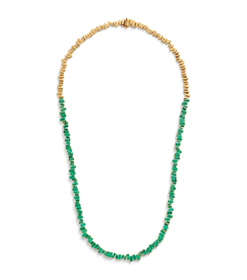 Suzanne Kalan yellow gold emerald tennis necklace, UK version