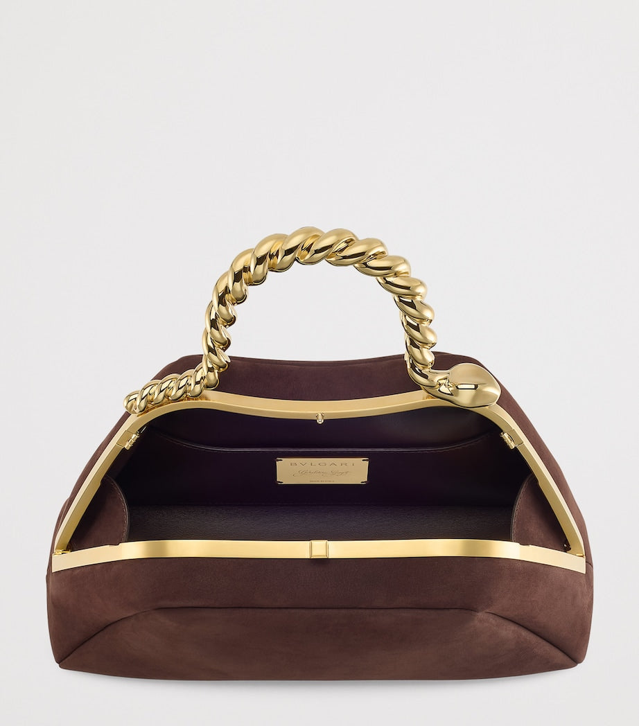 Bvlgari small nubuck leather Serpentine top-handle bag, imported from the UK