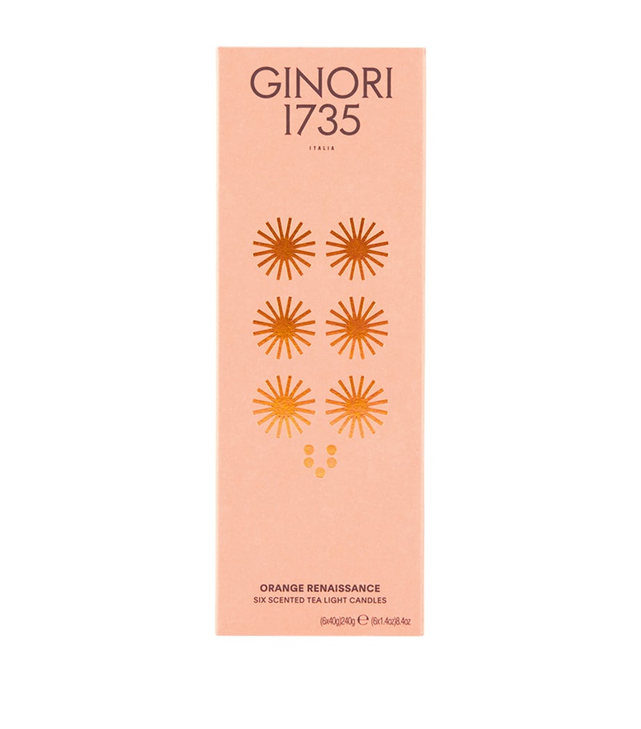 GINORI 1735 Orange Renaissance tealight candle set 6 x 288g, UK version