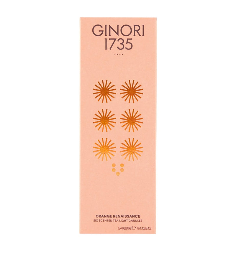 GINORI 1735 Orange Renaissance tealight candle set 6 x 288g, UK version