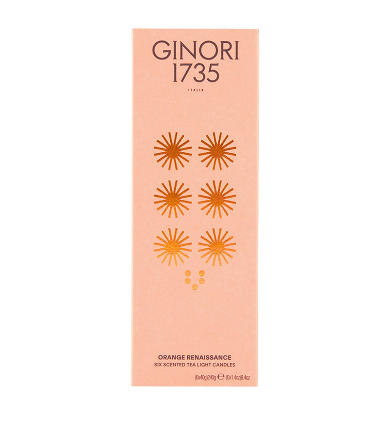 GINORI 1735 Orange Renaissance tealight candle set 6 x 288g, UK version