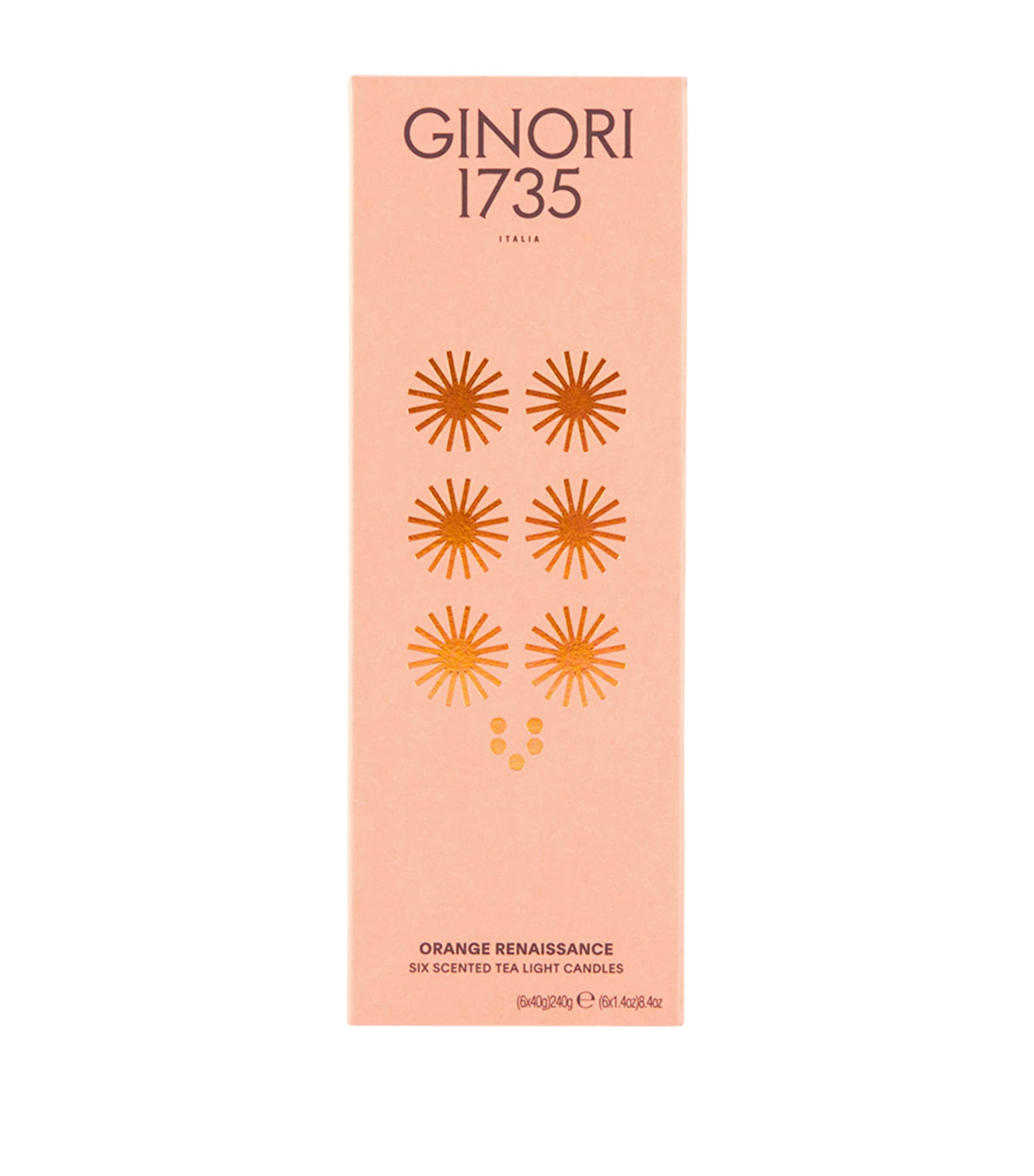 GINORI 1735 Orange Renaissance tealight candle set 6 x 288g, UK version