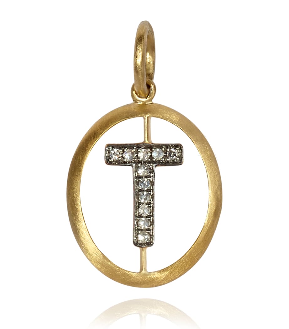 Annoushka yellow gold initial T pendant with diamonds, UK version