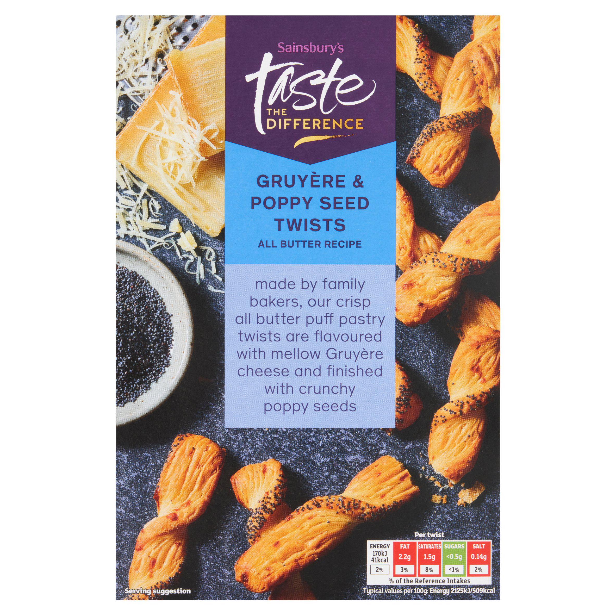 Sainsbury's Gruyere & Poppy Twists, Taste the Difference 100g GOODS Sainsburys   