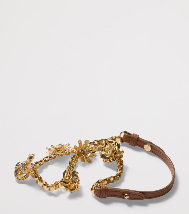 Miu Miu flower necklace with leather trim - British product