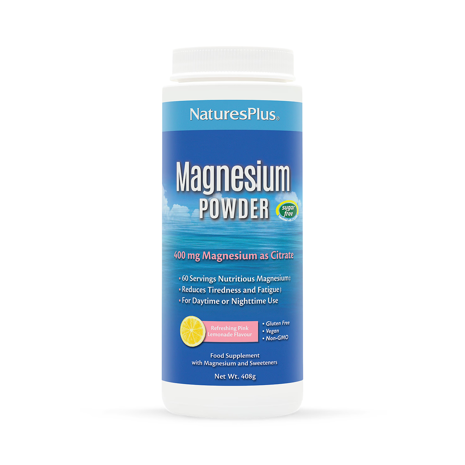 NaturesPlus Magnesium Powder Pink Lemonade 408g, UK version