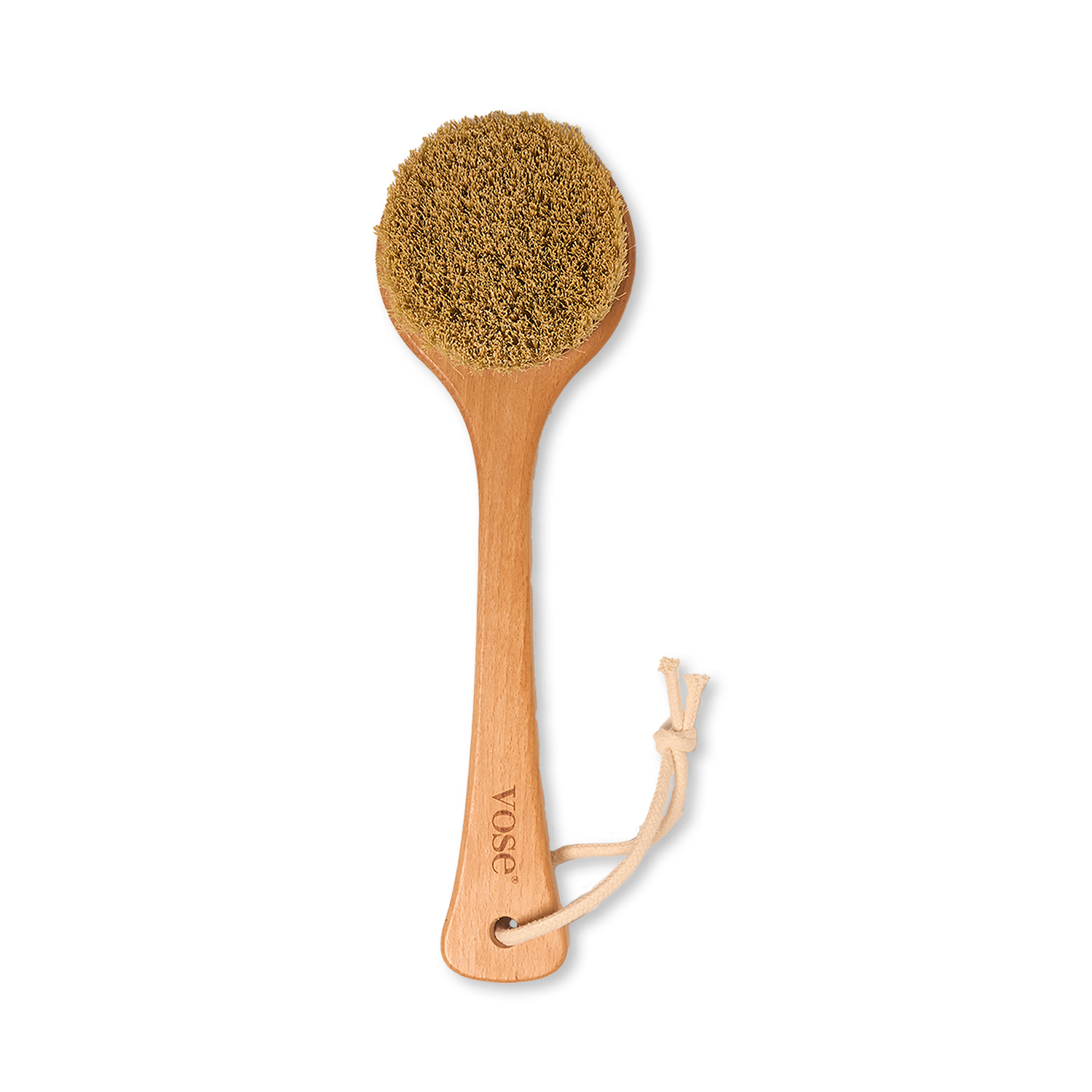 Dry body brush with cactus bristles and long handle - British product
