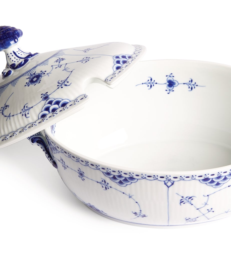 Royal Copenhagen blue fluted half lace porcelain tureen, imported from the UK
