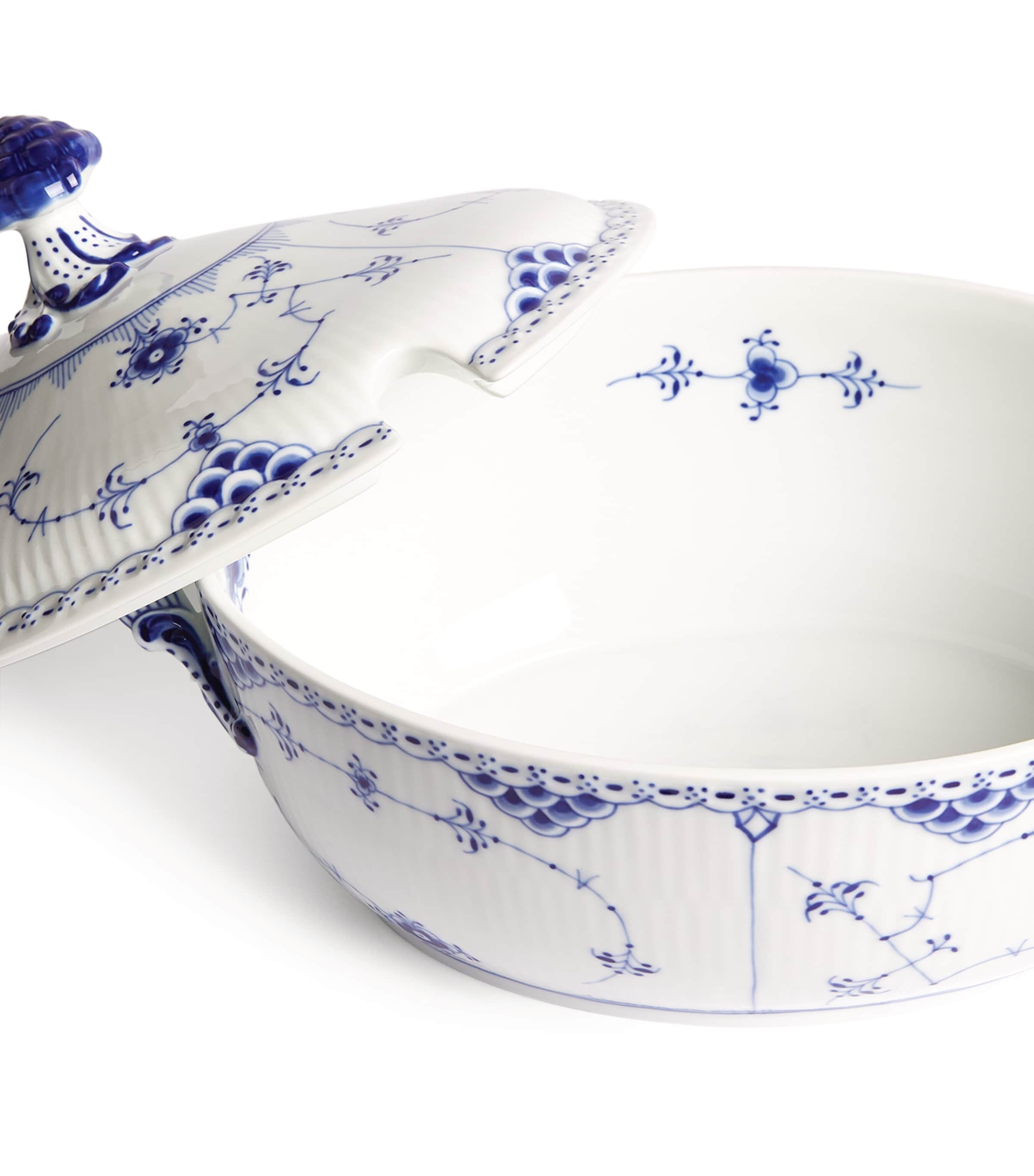 Royal Copenhagen blue fluted half lace porcelain tureen, imported from the UK
