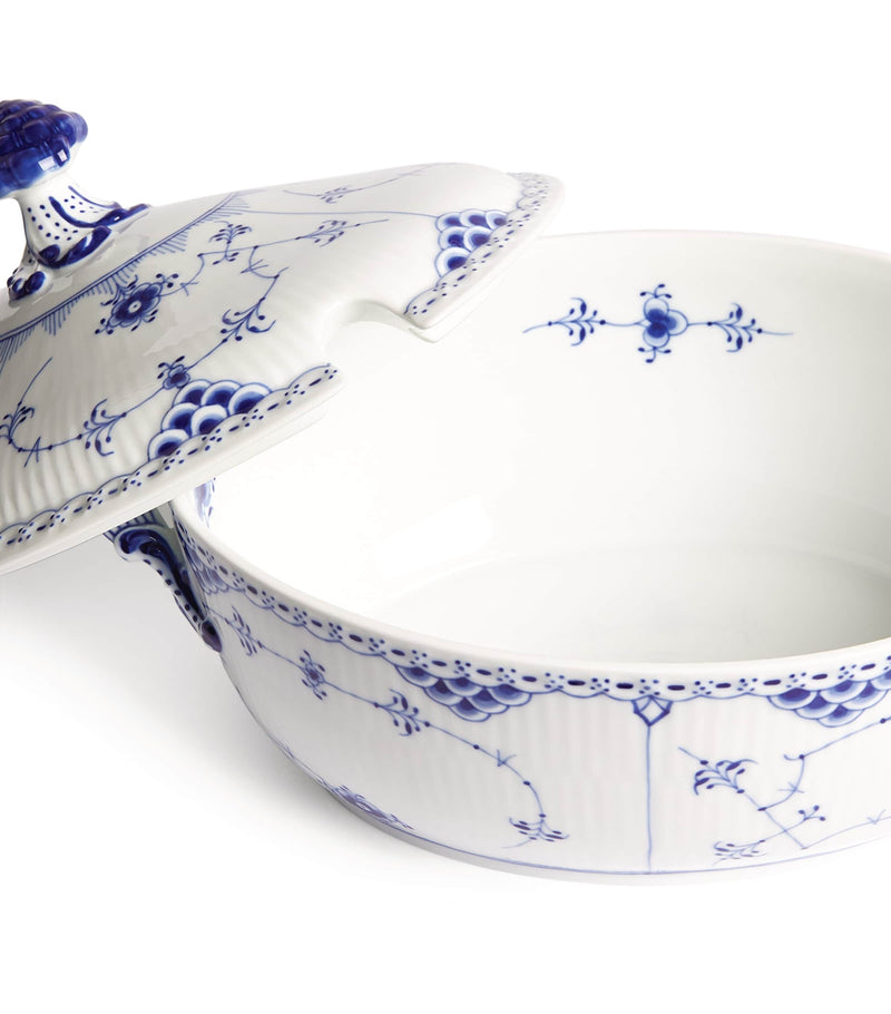 Royal Copenhagen blue fluted half lace porcelain tureen, imported from the UK