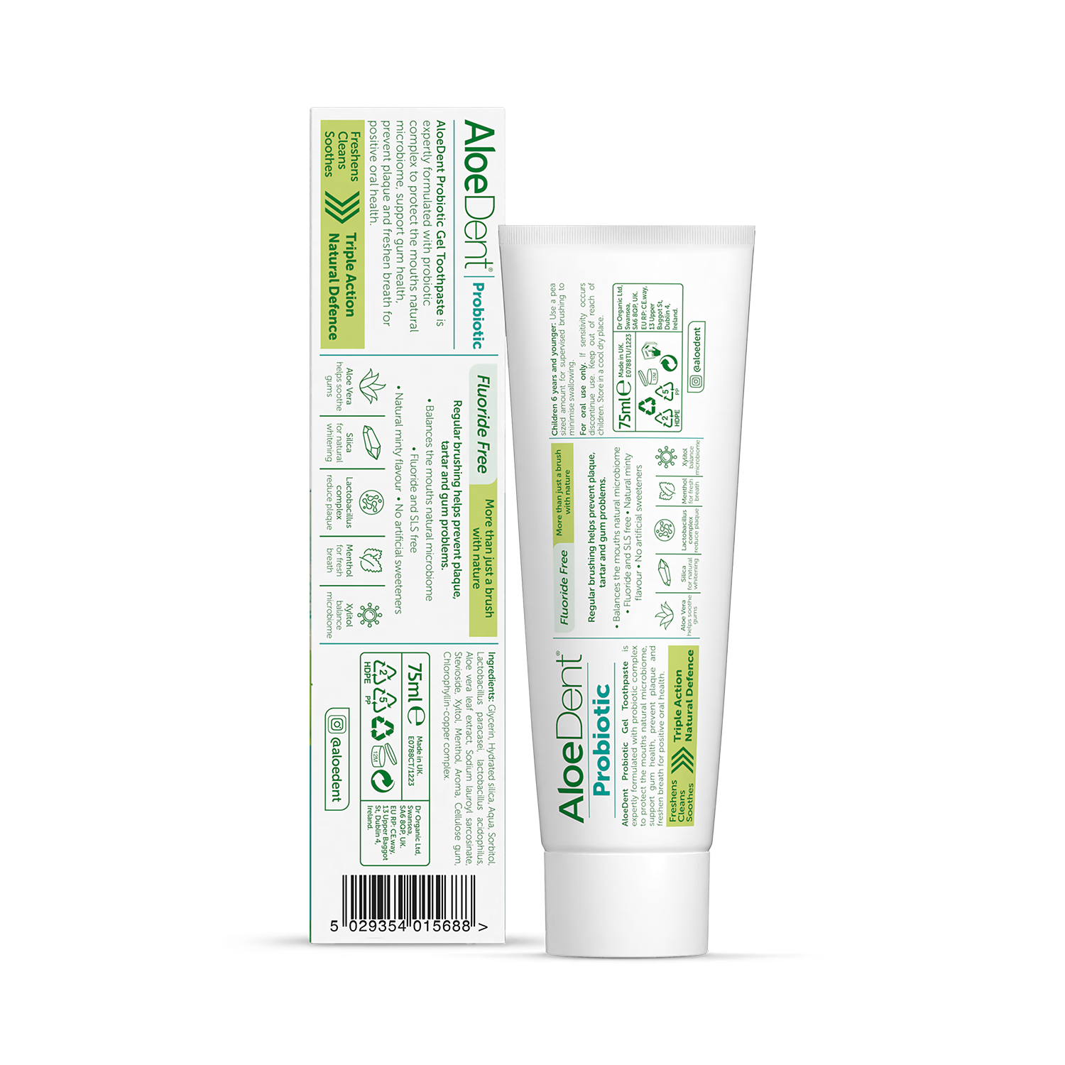 Aloe Dent Probiotic Toothpaste Fluoride Free 75ml - British product